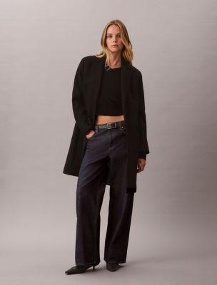 Tailored Wool Blend Single Breasted Coat by CALVIN KLEIN