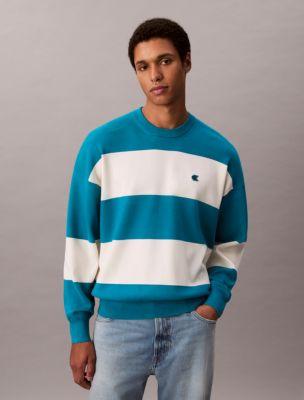 Tech Knit Stripe Relaxed Sweater by CALVIN KLEIN
