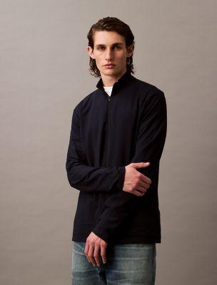 Tech Pique Quarter Zip Mock Neck Top by CALVIN KLEIN