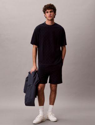 Terry Allover Emblem Logo Pull-On Shorts by CALVIN KLEIN