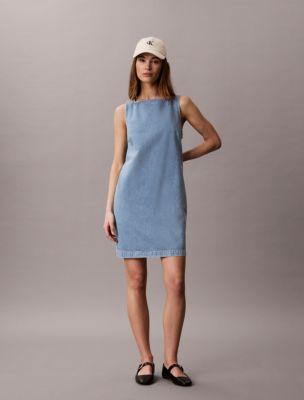 V-Neck Denim Shift Dress by CALVIN KLEIN