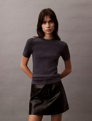 Variegated Rib Slim T-Shirt by CALVIN KLEIN