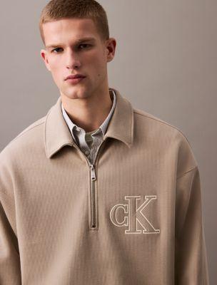 Varsity Monogram Logo Quarter Zip Sweatshirt by CALVIN KLEIN
