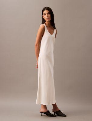 Viscose Satin Maxi Slip Dress by CALVIN KLEIN