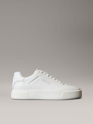 Women's Leather Embossed Logo Sneakers by CALVIN KLEIN