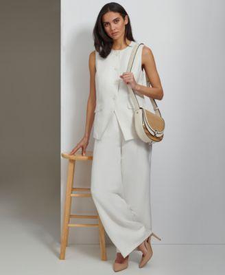 Women's Linen-Blend Collarless Vest by CALVIN KLEIN