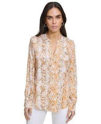 Women's Printed Chest-Pocket Blouse by CALVIN KLEIN