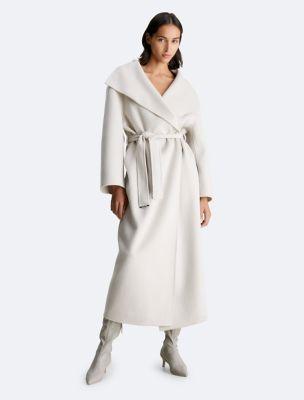 Wool Belted Wrap Coat by CALVIN KLEIN