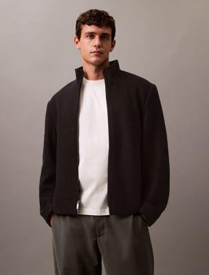 Wool Blend Classic Zip Shirt Jacket by CALVIN KLEIN
