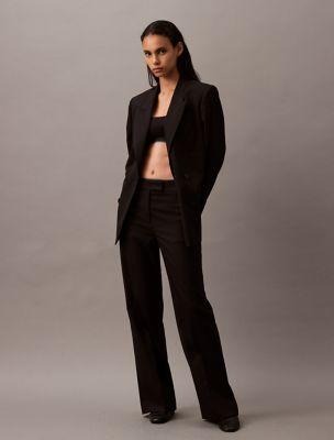 Wool Gabardine Blend Flared Pants by CALVIN KLEIN