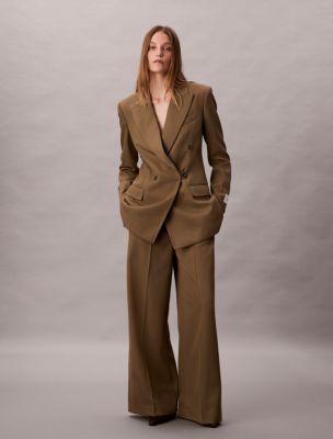 Wool Gabardine Wide Leg Trouser by CALVIN KLEIN