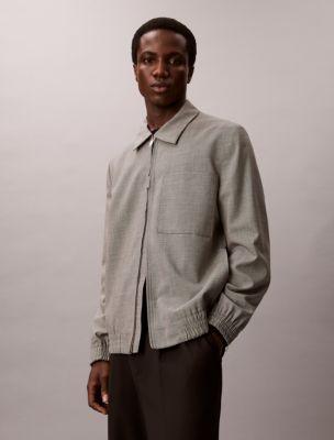 Wool Houndstooth Shirt Jacket by CALVIN KLEIN Wool Houndstooth Shirt Jacket by CALVIN KLEIN