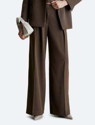 Wool Twill Extra Wide Leg Pants by CALVIN KLEIN
