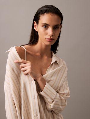 Woven Viscose Button-Down Sleep Shirt by CALVIN KLEIN
