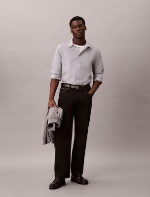 Yarn-Dyed Stripe Seersucker Classic Button-Down Shirt by CALVIN KLEIN