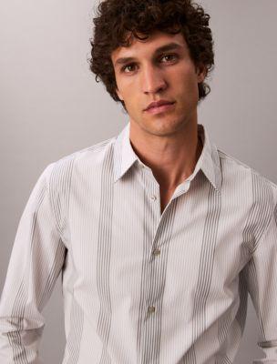 Yarn-Dyed Stripe Supima Stretch Slim Shirt by CALVIN KLEIN