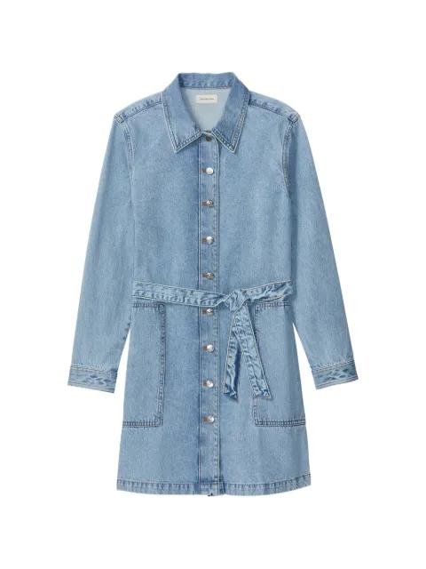 belted buttoned mini dress by CALVIN KLEIN