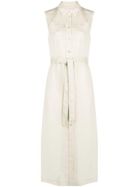 belted sleeveless shirt dress by CALVIN KLEIN