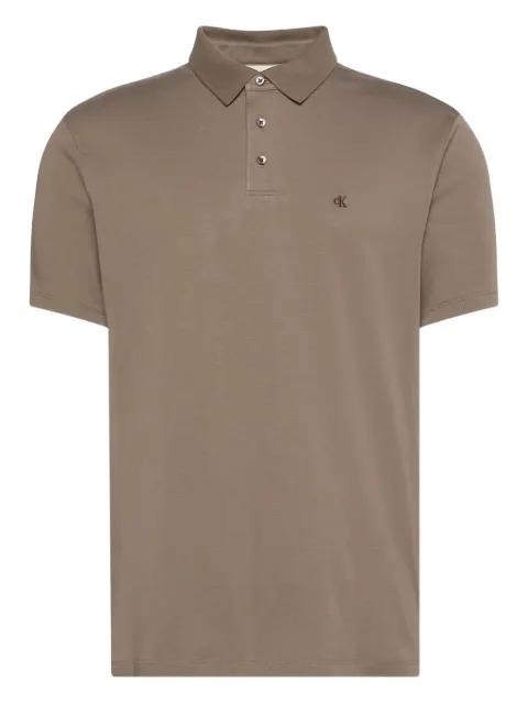buttoned-logo polo shirt by CALVIN KLEIN buttoned-logo polo shirt by CALVIN KLEIN