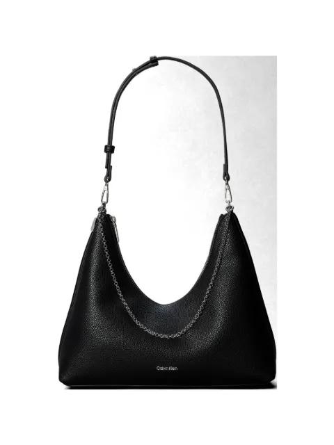 chain-detail pebbled shoulder bag by CALVIN KLEIN