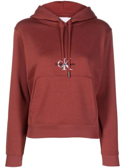 chest-logo drawstring hoodie by CALVIN KLEIN