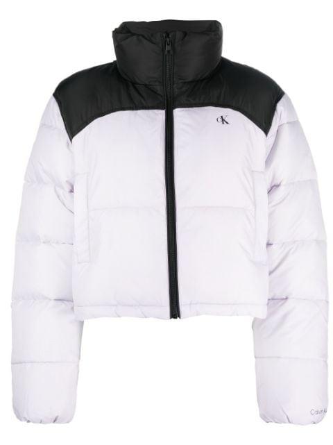 colour-block high-neck puffer jacket by CALVIN KLEIN