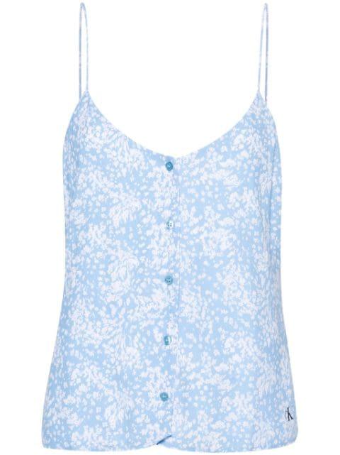 floral-print crepe blouse by CALVIN KLEIN