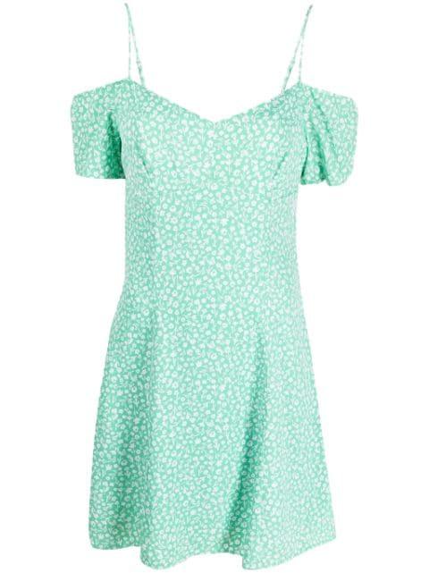 floral-print off-shoulder dress by CALVIN KLEIN