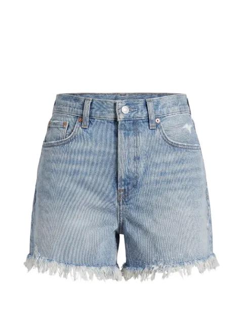 frayed-hem denim shorts by CALVIN KLEIN