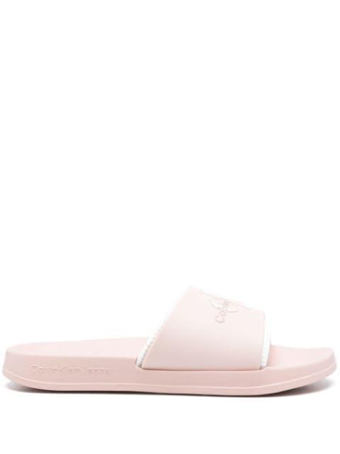 logo-embossed slides by CALVIN KLEIN
