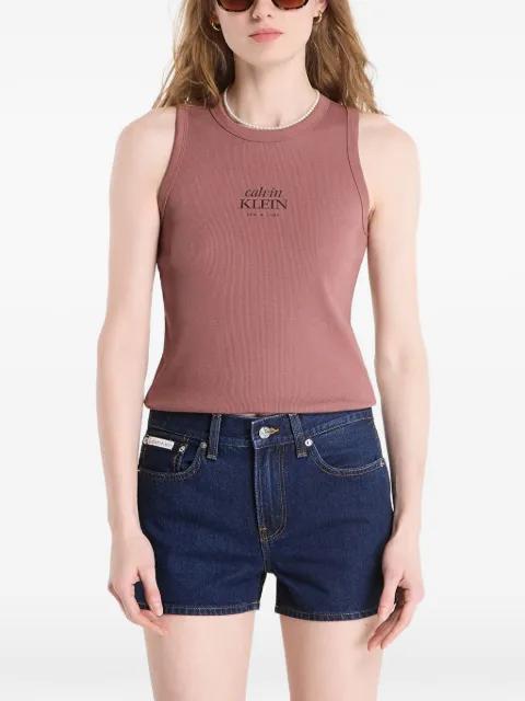 logo-print ribbed cotton tank top by CALVIN KLEIN