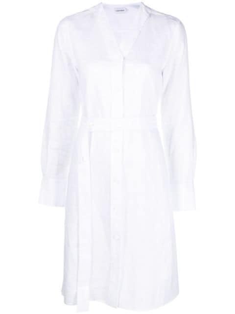 long-sleeve belted dress by CALVIN KLEIN
