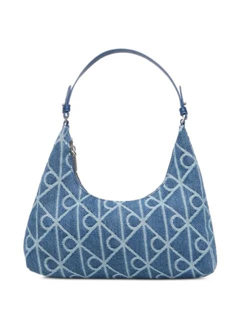 monogram-pattern denim shoulder bag by CALVIN KLEIN