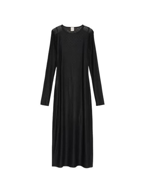 monogram-pattern long-sleeve midi dress by CALVIN KLEIN