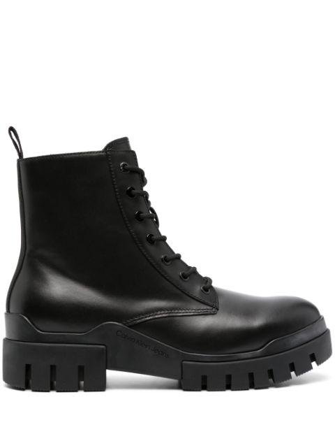 panelled 60mm leather combat boots by CALVIN KLEIN