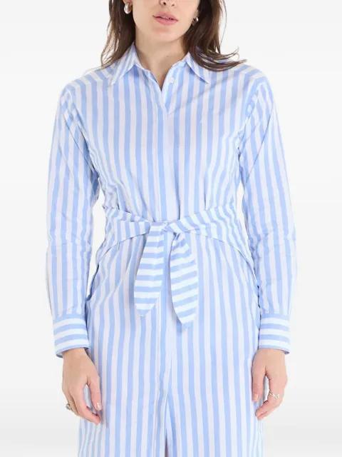 striped tie-waist midi shirt dress by CALVIN KLEIN