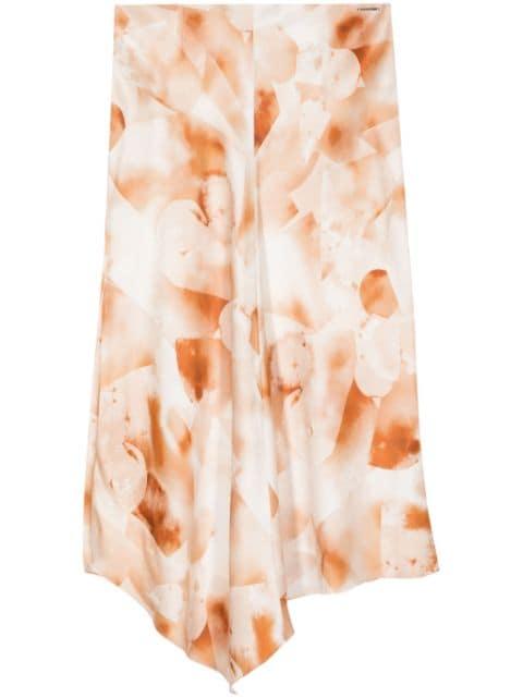 watercolour print satin midi skirt by CALVIN KLEIN