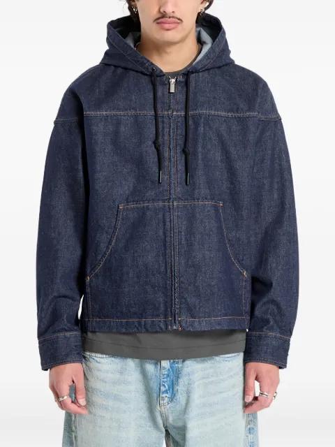 zip-front hoodied denim jacket by CALVIN KLEIN