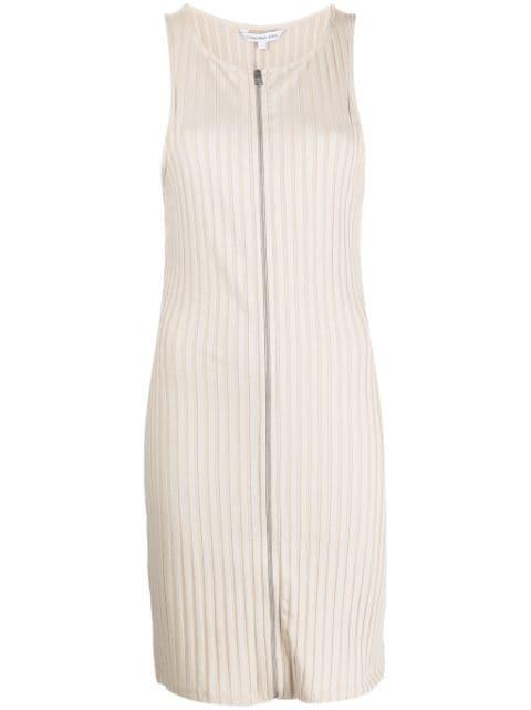 zip-up ribbed dress by CALVIN KLEIN