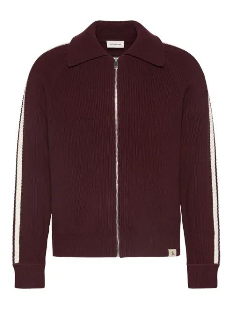 zipped striped cardigan by CALVIN KLEIN