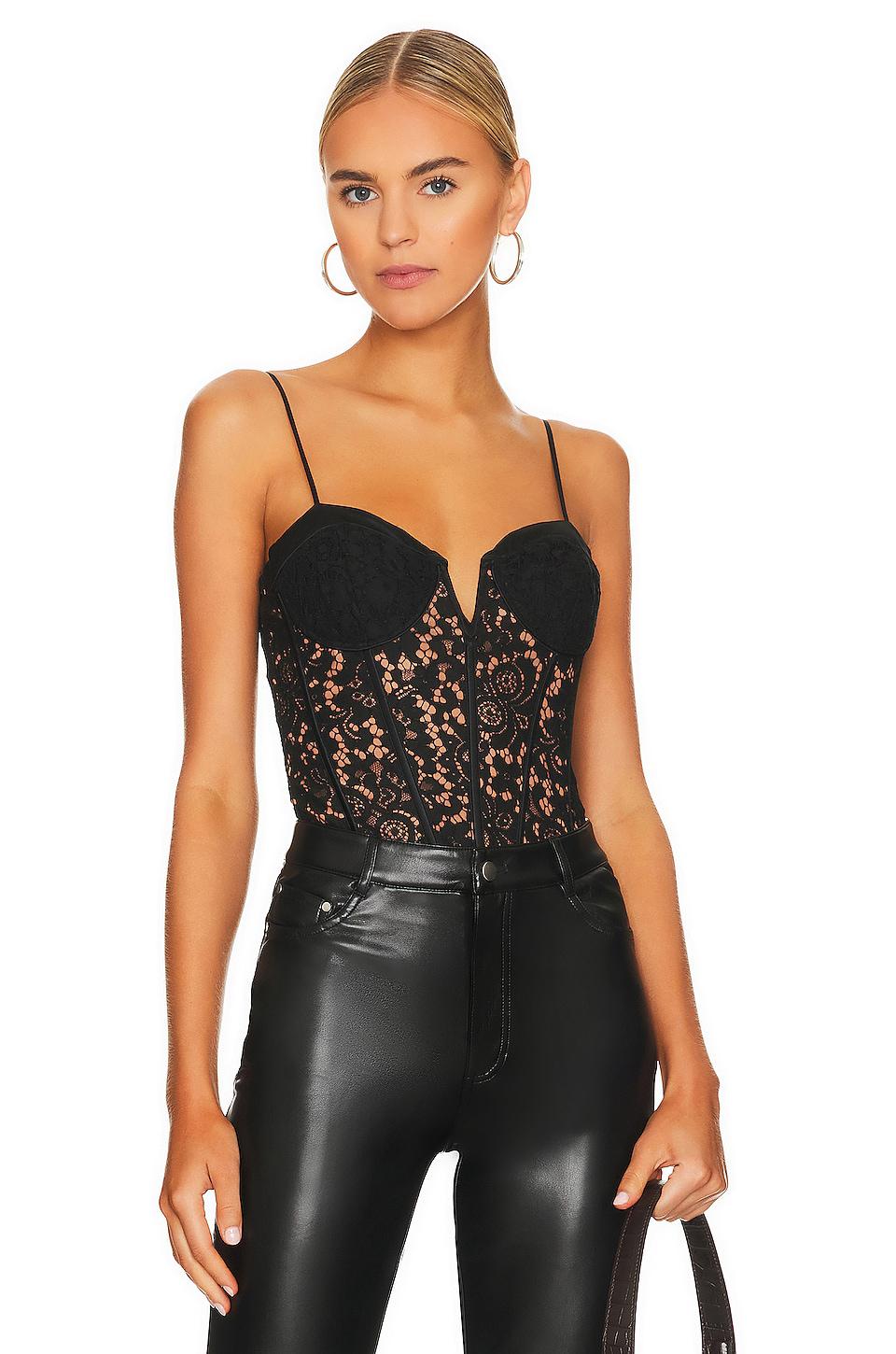 CAMI NYC Anne Corded Lace Bodysuit in Black by CAMI NYC