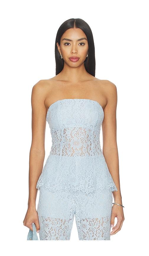 CAMI NYC Bijou Strapless Lace Top in Baby Blue by CAMI NYC