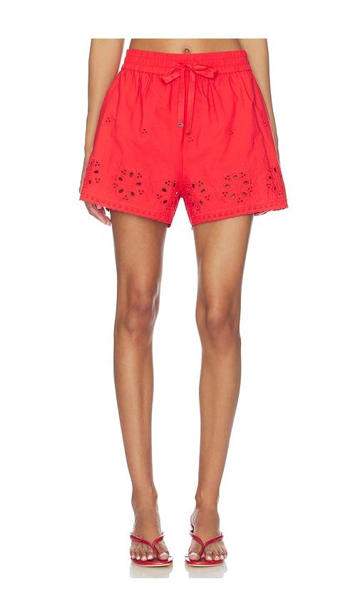 CAMI NYC Jomi Mid Rise Cotton Short in Red by CAMI NYC