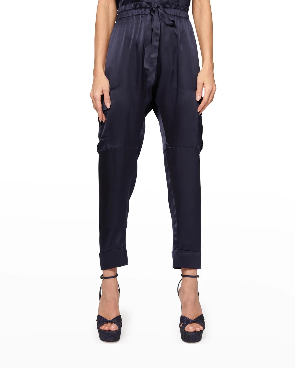 Carmen Cropped Silk Cargo Pants by CAMI NYC