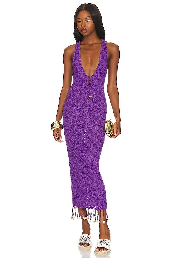 Camila Coelho Abeni Keyhole Midi Knit Dress in Purple by CAMILA COELHO