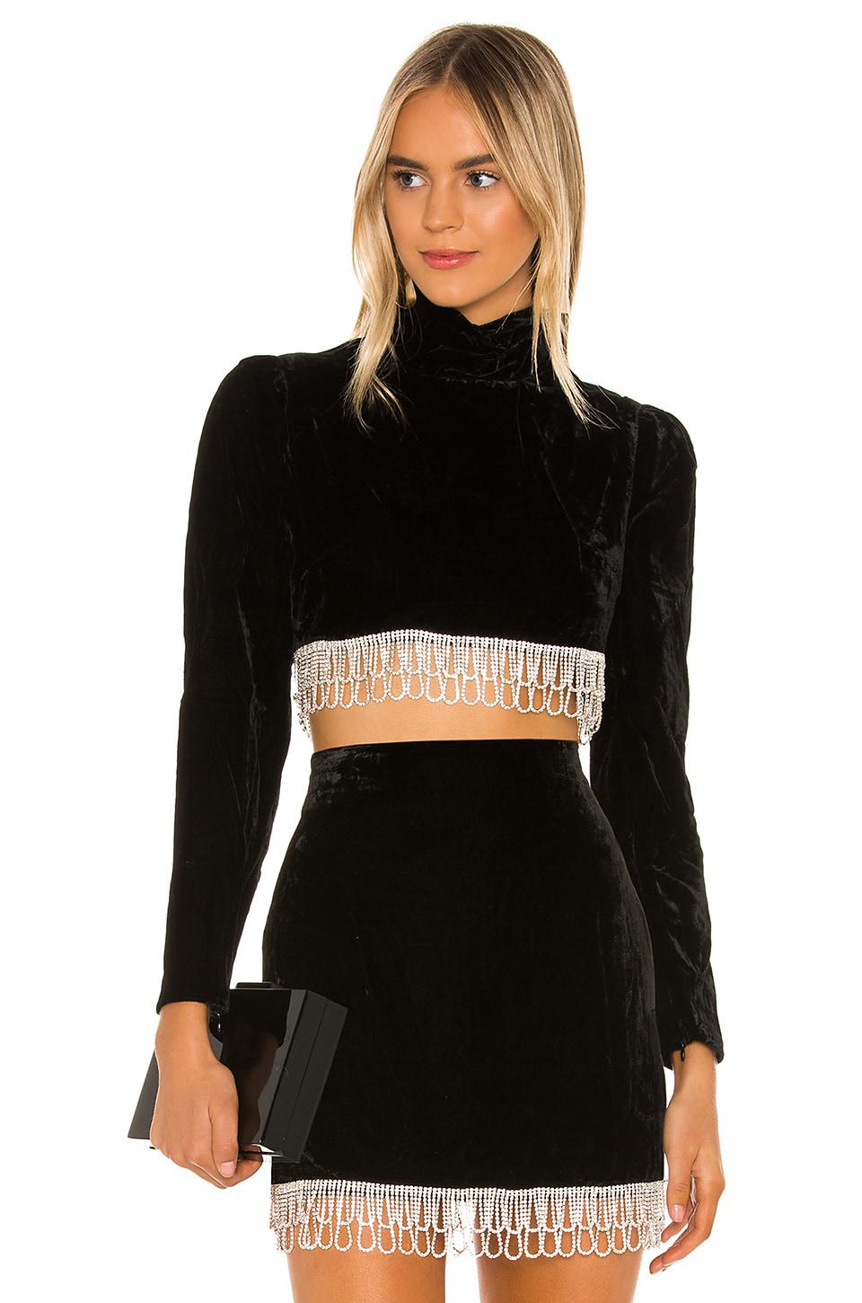 Camila Coelho Aliah Cropped Top in Black by CAMILA COELHO
