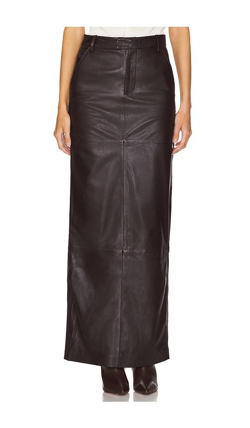 Camila Coelho Anabella Leather Maxi Skirt in Brown by CAMILA COELHO