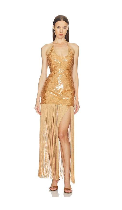 Camila Coelho Ankira Maxi Dress in Metallic Bronze by CAMILA COELHO