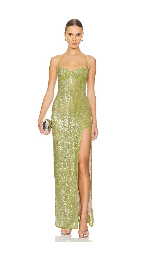 Camila Coelho Brihante Sequin Maxi Dress in Green by CAMILA COELHO