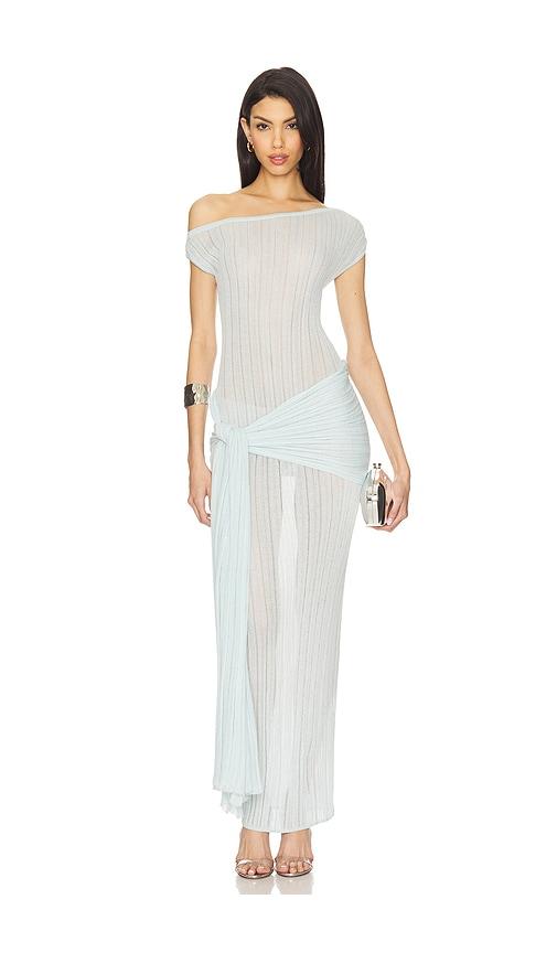 Camila Coelho Callie Sheer Midi Knit Dress in Baby Blue by CAMILA COELHO